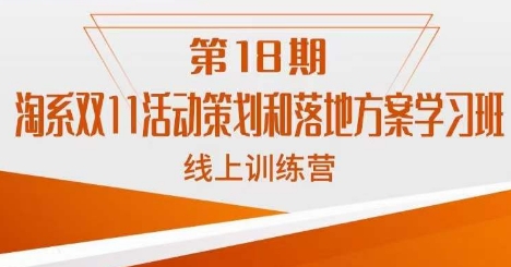 淘系双11活动策划和落地方案学习班线上训练营(第18期)