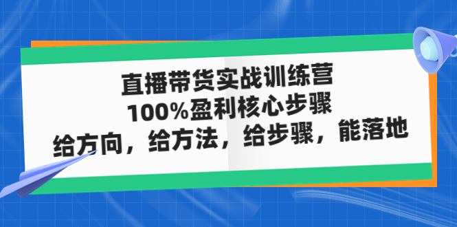 (4785期)直播带货实战训练营:100%盈利核心步骤,给方向,给方法,给步骤,能落地