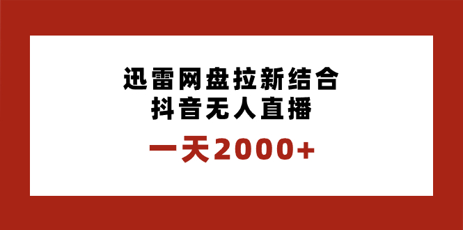 (8551期)一天2000+迅雷网盘拉新结合抖音无人直播,独创玩法保姆级教学