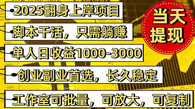（16501期）2025翻身上岸项目脚本干活，内部客户经理内部开号，单人日收益1000-300…