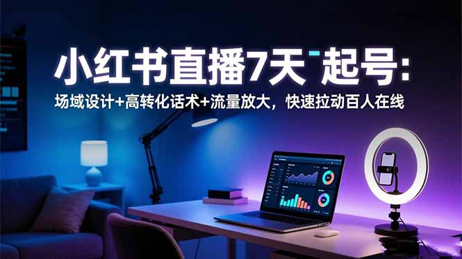 （16537期）小红书直播7天起号：场域设计+高转化话术+流量放大，快速拉动百人在线