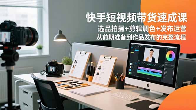 (16752期)快手短视频带货速成课,选品拍摄+剪辑调色+发布运营,从前期准备到作品发布的完整流程