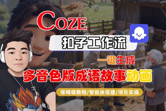 Coze扣子智能体工作流一键生成“多音色版成语故事“动画，全流程保姆级教学