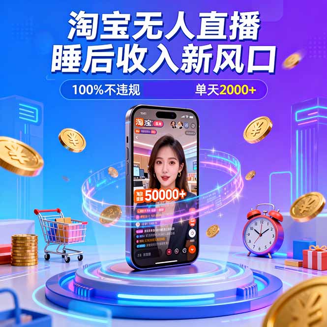 (16822期)淘宝无人直播,不违规不封号,直播100小时卖了5万,年底旺季!