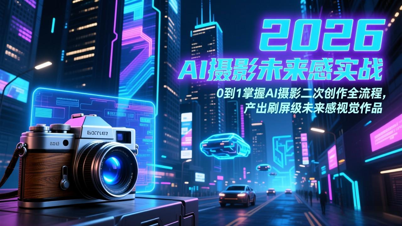 （17584期）2026 AI摄影未来感实战：0到1掌握AI摄影二次创作全流程，产出刷屏级未来感视觉作品