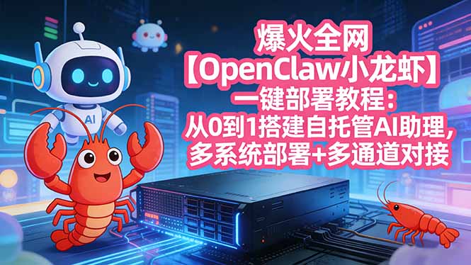 (17612期)爆火全网【OpenClaw 小龙虾】一键部署教程:从0到1搭建自托管AI助理,多系统部署+多通道对接