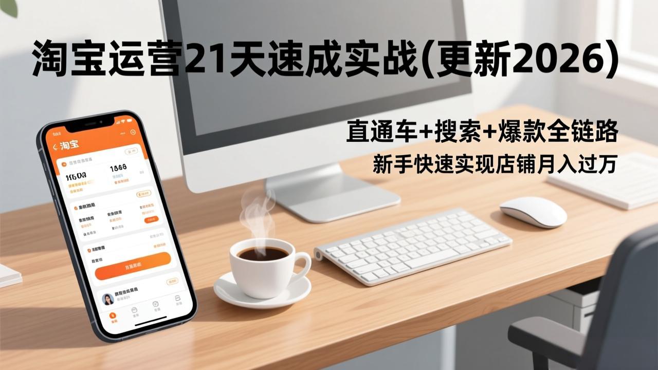 (17806期)淘宝运营21天速成实战(更新3月),直通车+搜索+爆款全链路,新手快速实现店铺月入过万 (17806期)淘宝运营21天速成实战(更新3月),直通车+搜索+爆款全链路,新手快速实现店铺月入过万