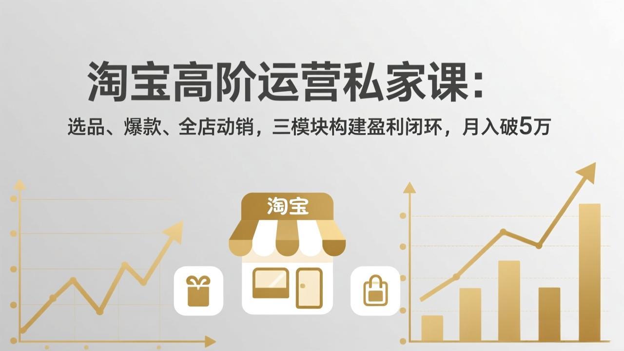 （17904期）淘宝高阶运营私家课（更新26年4月）：选品、爆款、全店动销，三模块构建盈利闭环，月入破5万