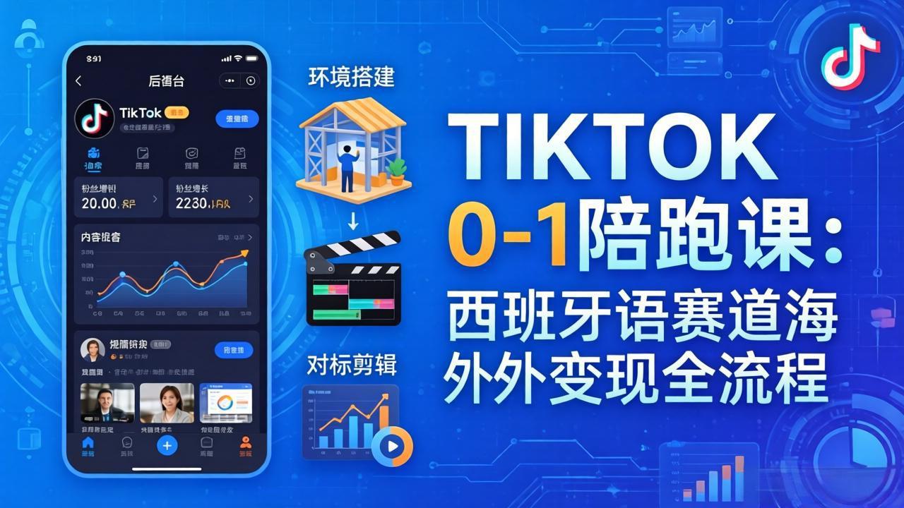 （17908期）TIKTOK 0-1 陪跑课：从环境搭建到刷对标剪辑，西班牙语赛道海外变现全流程