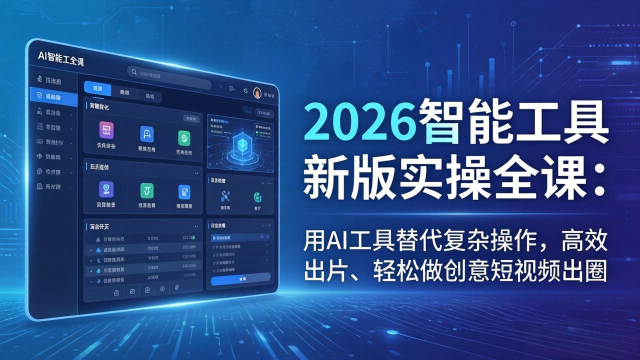 (18005期)2026智能工具新版实操全课:用AI工具替代复杂操作,高效出片、轻松做创意短视频出圈