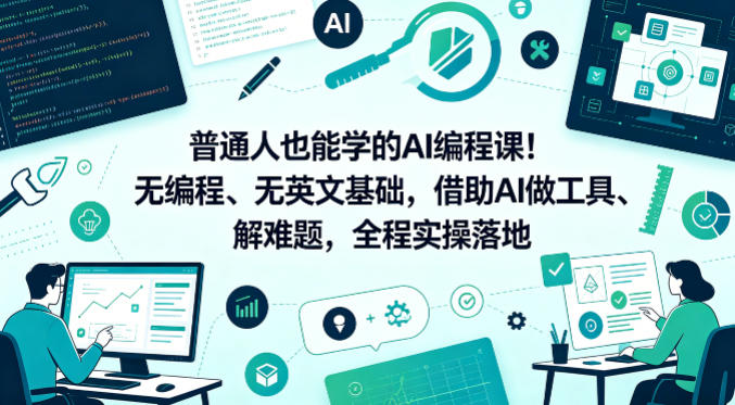 普通人也能学的AI编程课！无编程、无英文基础，借助AI做工具、解难题，全程实操落地