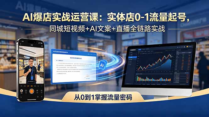 （18451期）AI爆店实战运营课：实体店0-1流量起号，同城短视频+AI文案+直播全链路实战