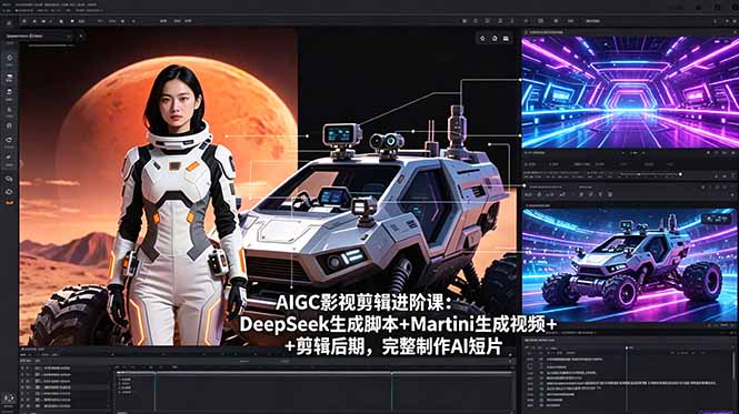 (18475期)AIGC影视剪辑进阶课:DeepSeek生成脚本+Martini生成视频+剪辑后期,完整制作AI短片