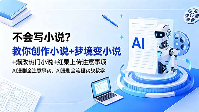 (18801期)不会写小说?教你创作小说+梦境变小说+爆改热门小说+红果上传注意事项,AI漫剧全流程实战教学