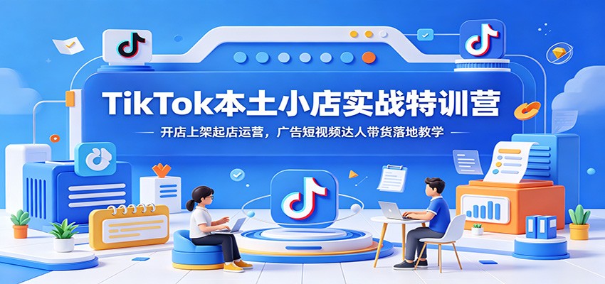 TikTok本土小店实战特训营:开店上架起店运营,广告短视频达人带货落地教学