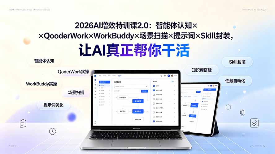 (19368期)2026AI增效特训课2.0:智能体认知×QoderWork×WorkBuddy×场景扫描×提示词×Skill封装,让AI真正帮你干活